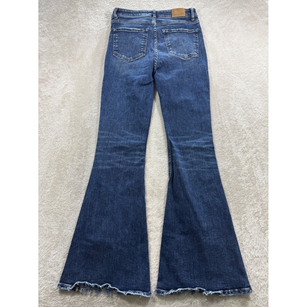 BKE Billie Super Flare 29/33Dark Blue Flare Jeans with Frayed Hem - Picture 2 of 7